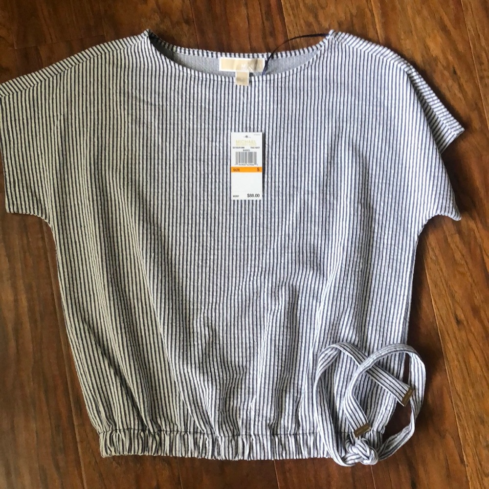 NWT Michael Kors navy striped top